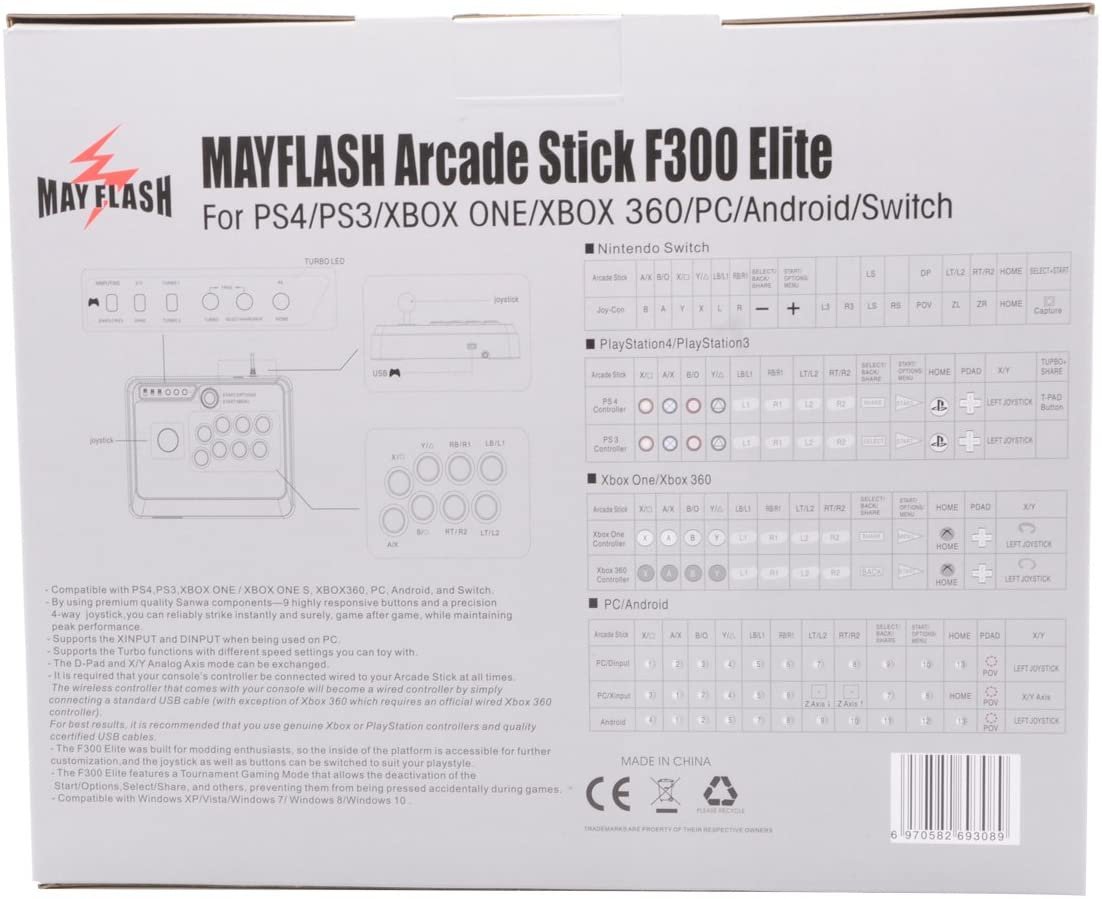 Especificaciones Técnicas Control Arcade Mayflash F300 Elite